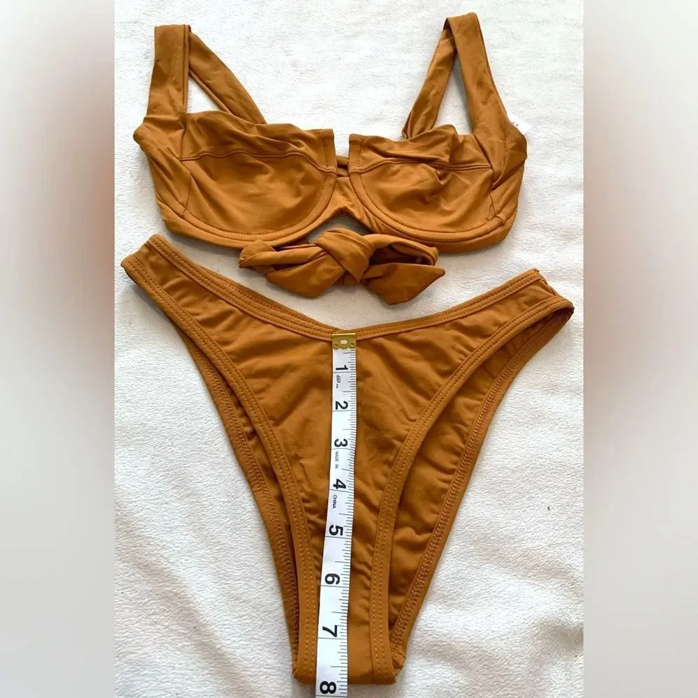 L*space Bikini Set Camellia Top & Cabana Bitsy Bottom Bronze Size Small NEW